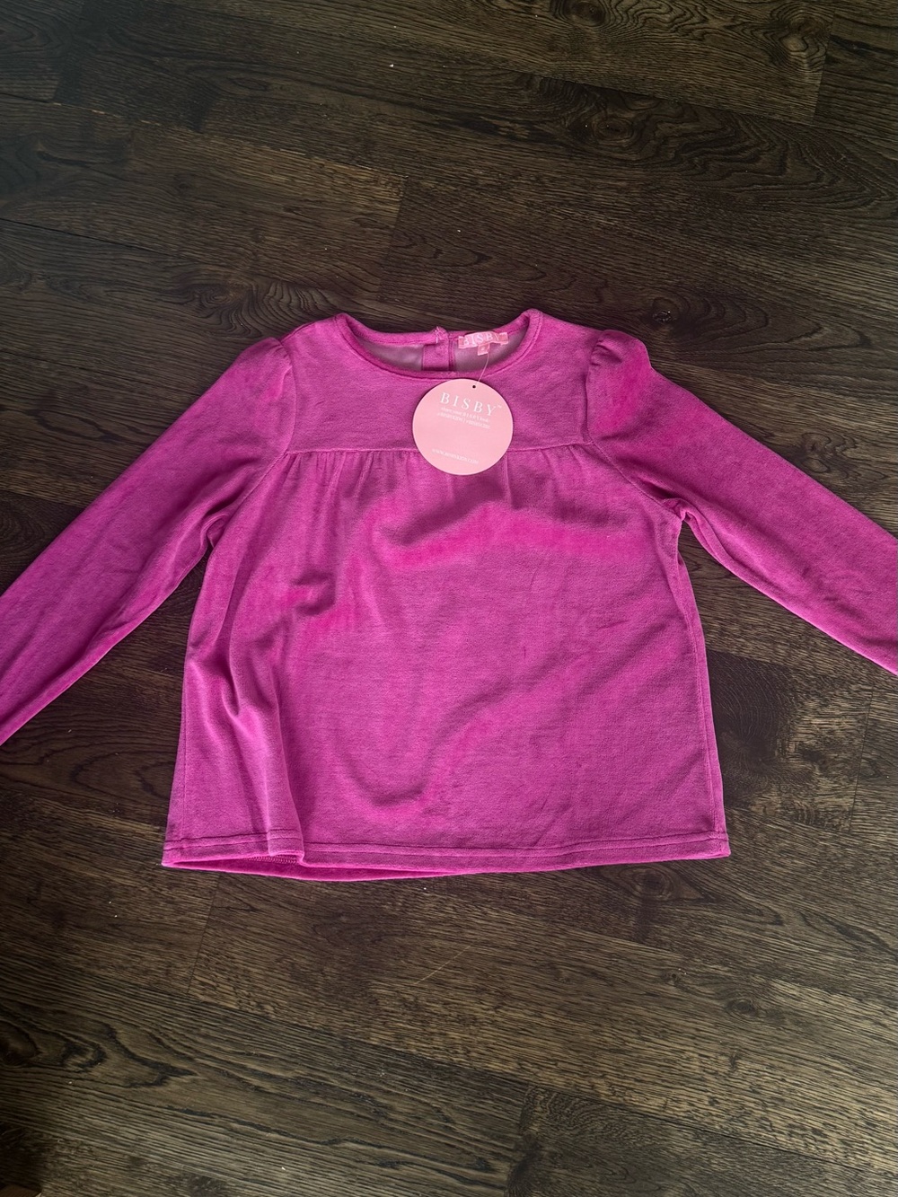 Girls' Long-Sleeve Pink Velvet Velour Top